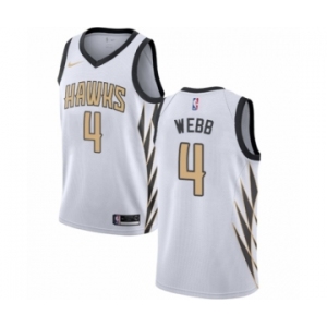 Men's Nike Atlanta Hawks #4 Spud Webb Authentic White NBA Jersey - City Edition