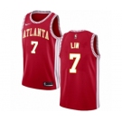 Men's Nike Atlanta Hawks #7 Jeremy Lin Authentic Red NBA Jersey Statement Edition