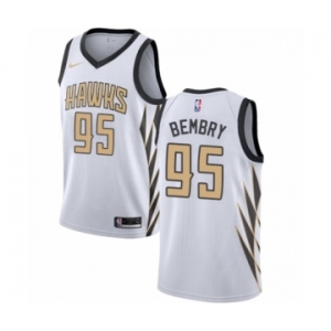 Men's Nike Atlanta Hawks #95 DeAndre' Bembry Authentic White NBA Jersey - City Edition