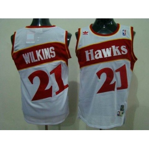 nba atlanta hawks #21 wilkins white