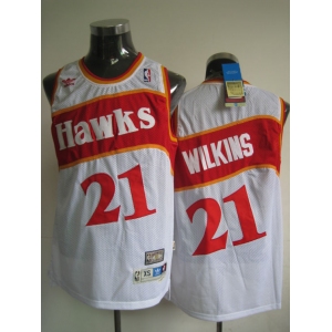 nba atlanta hawks #21 wilkins white(fans editioon)