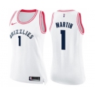 Women's Nike Memphis Grizzlies #1 Jarell Martin Swingman White Pink Fashion NBA Jersey