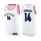 Women's Nike Memphis Grizzlies #14 Brice Johnson Swingman White Pink Fashion NBA Jersey