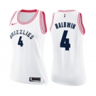 Women's Nike Memphis Grizzlies #4 Wade Baldwin Swingman White Pink Fashion NBA Jersey