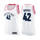 Women's Nike Memphis Grizzlies #42 Lorenzen Wright Swingman White Pink Fashion NBA Jersey