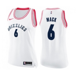 Women's Nike Memphis Grizzlies #6 Shelvin Mack Swingman White Pink Fashion NBA Jersey