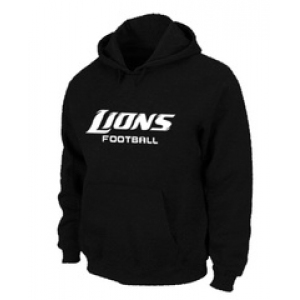 Detroit Lions Authentic font Pullover Hoodie Black