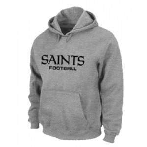 New Orleans Sains Authentic font Pullover Hoodie Grey