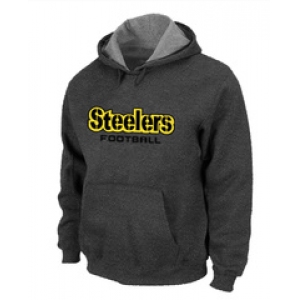 Pittsburgh Steelers Authentic font Pullover Hoodie D.Grey