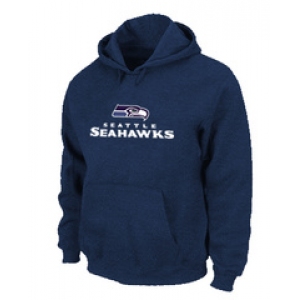 Seattle Seahawks Authentic Logo Pullover Hoodie D.Blue