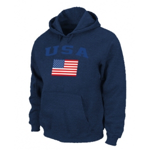 USA Flag Pullover Hoodie D.Blue