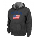 USA Flag Pullover Hoodie D.Grey