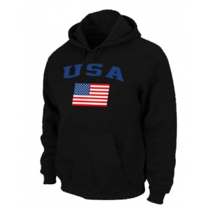 USA Flag Pullover Hoodie black