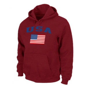 USA Flag Pullover Hoodie red