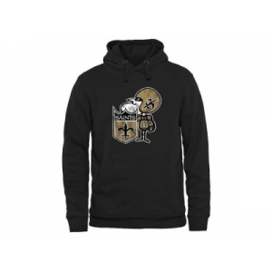 Men's New Orleans Saints Pro Line Black Throwback Logo Pullover Hoodie