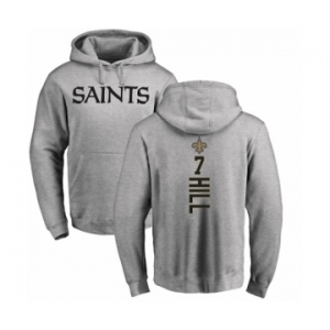 NFL Nike New Orleans Saints #7 Taysom Hill Ash Backer Pullover Hoodie