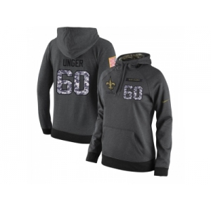 NFL Women's Nike New Orleans Saints #60 Max Unger Stitched Black Anthracite Salute to Service Player Performance Hoodie