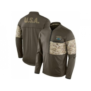 Men Carolina Panthers Nike Olive Salute to Service Sideline Hybrid Half-Zip Pullover Jacket