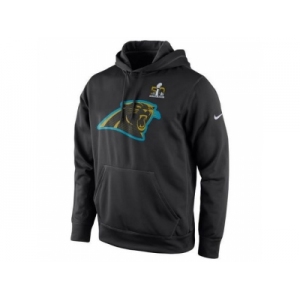 Men's Carolina Panthers Nike Black Super Bowl 50 Bound Team Travel Performance Pullover Hoodie