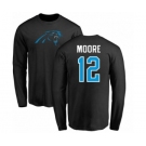 NFL Nike Carolina Panthers #12 DJ Moore Black Name & Number Logo Long Sleeve T-Shirt