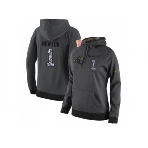 NFL Women's Nike Carolina Panthers #1 Cam Newton Stitched Black Anthracite Salute to Service Player Performance Hoodie