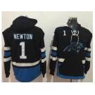 Nike Carolina Panthers #1 Cam Newton Black Blue Name & Number Pullover NFL Hoodie