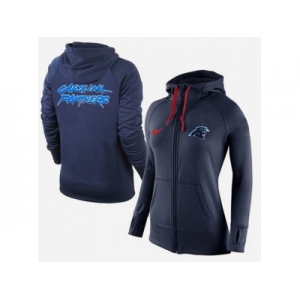 Women Nike Carolina Panthers Full-Zip Performance Hoodie Dark Blue
