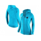 Women Nike Carolina Panthers Full-Zip Performance Hoodie Light Blue