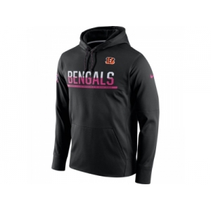 Men's Cincinnati Bengals Black Breast Cancer Awareness Circuit Performance Pullover Hoodie