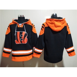 Men's Cincinnati Bengals Blank Orange Black Ageless Must-Have Lace-Up Pullover Hoodie