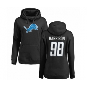 NFL Women's Nike Detroit Lions #98 Damon Harrison Black Name & Number Logo Pullover Hoodie