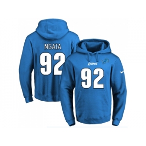 Nike Detroit Lions #92 Haloti Ngata Blue Name & Number Pullover NFL Hoodie