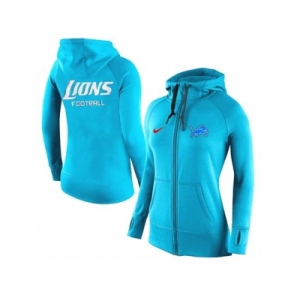 Women Nike Detroit Lions Full-Zip Performance Hoodie Light Blue