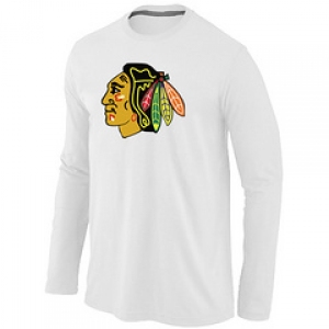 NHL Chicago Blackhawks Big & Tall Logo WHITE Long Sleeve T-Shirt
