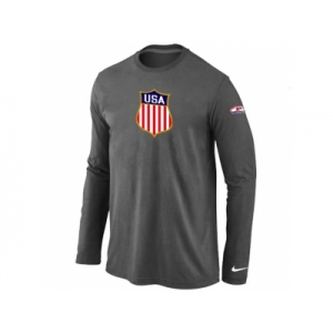 Nike Team USA Hockey Winter Olympics KO Collection Locker Room Long Sleeve T-Shirt D.Grey