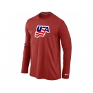 Nike USA Graphic Legend Performance Collection Locker Room Long Sleeve T-Shirt Red