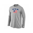 USA Olympics USA Flag Collection Locker Room Long Sleeve T-Shirt L.Grey