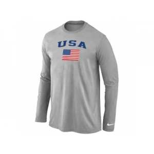 USA Olympics USA Flag Collection Locker Room Long Sleeve T-Shirt L.Grey