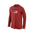 USA Olympics USA Flag Collection Locker Room Long Sleeve T-Shirt Red