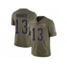 Men Nike Los Angeles Rams #13 Kurt Warner Limited Olive 2017 Salute to Service NFL Jersey