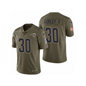 Men Nike Los Angeles Rams #30 Todd Gurley II Olive 2017 Salute to Service Limited Jerseys