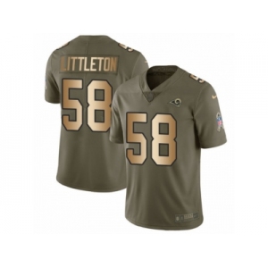 Men Nike Los Angeles Rams #58 Cory Littleton Limited Olive Gold 2017 Salute to Service NFL Jersey