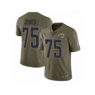 Men Nike Los Angeles Rams #75 Deacon Jones Limited Olive 2017 Salute to Service NFL Jersey