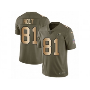 Men Nike Los Angeles Rams #81 Torry Holt Limited Olive Gold 2017 Salute to Service NFL Jersey