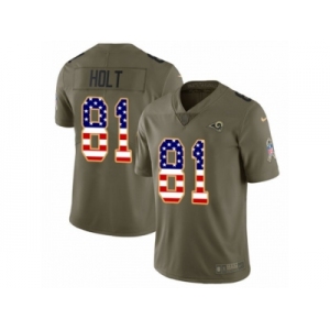 Men Nike Los Angeles Rams #81 Torry Holt Limited Olive USA Flag 2017 Salute to Service NFL Jersey