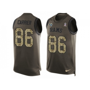 Men Nike Los Angeles Rams #86 Derek Carrier Limited Green Salute to Service Tank Top NFL Jersey