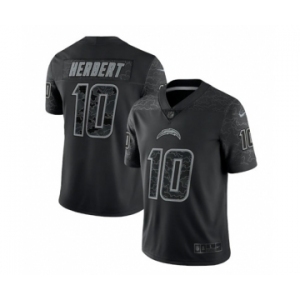Men's Los Angeles Chargers #10 Justin Herbert Black Reflective Limited Stitched Football Jersey