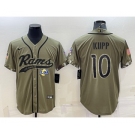 Men's Los Angeles Rams #10 Cooper Kupp Olive 2022 Salute to Service Cool Base Stitched Baseball Jersey