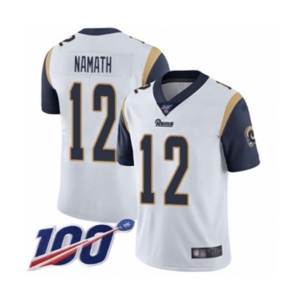 Men's Los Angeles Rams #12 Joe Namath White Vapor Untouchable Limited Player 100th Season Football Jersey