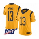 Men's Los Angeles Rams #13 Kurt Warner Limited Gold Rush Vapor Untouchable 100th Season Football Jersey